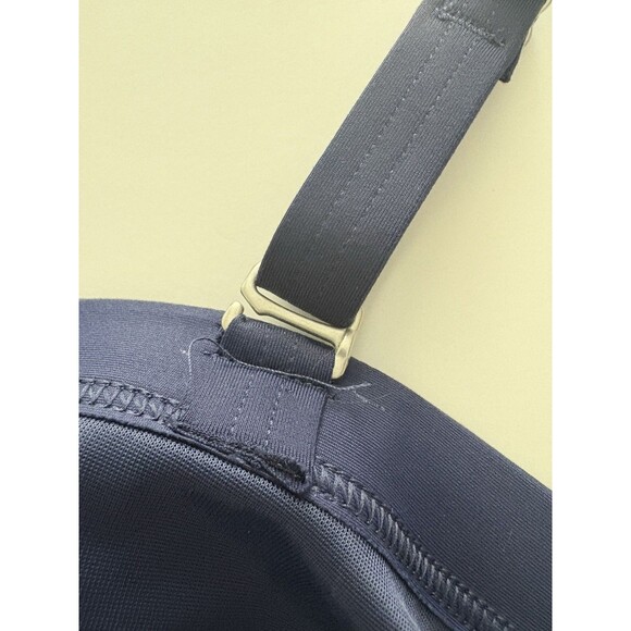 Lands End Swim Top Size 12 Blue Brown Floral Blouson Tummy Hiding Ruched Tankini - Picture 7 of 11